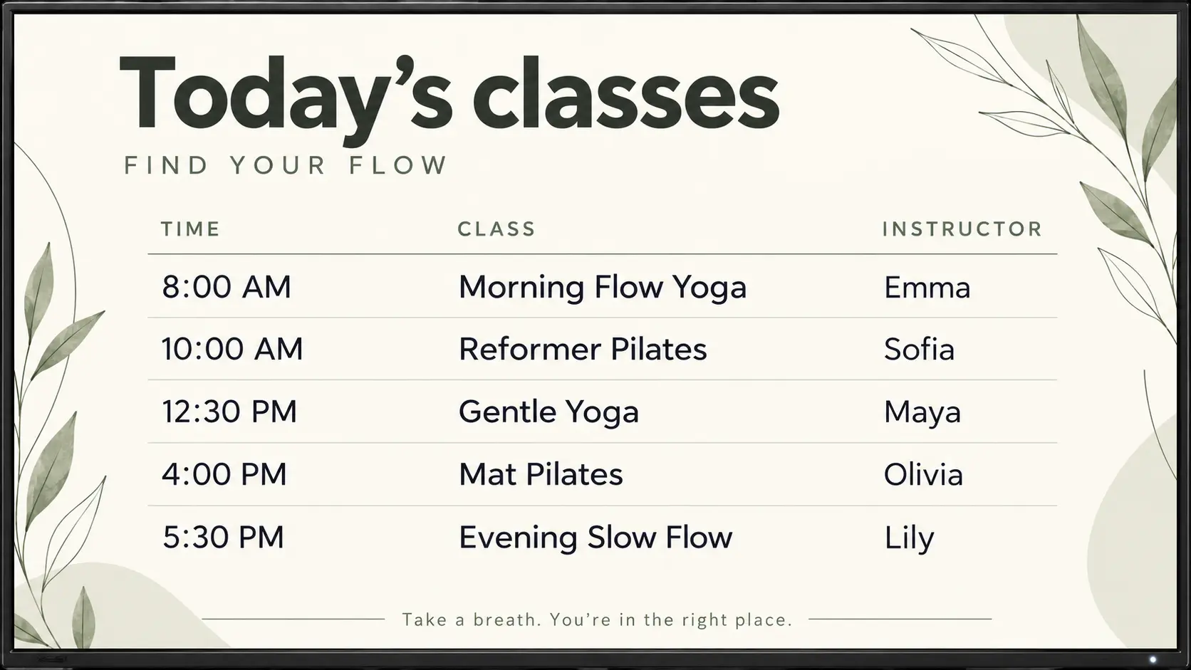 Class schedules
